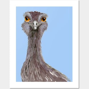 Ostrich watercolor drawing Posters and Art